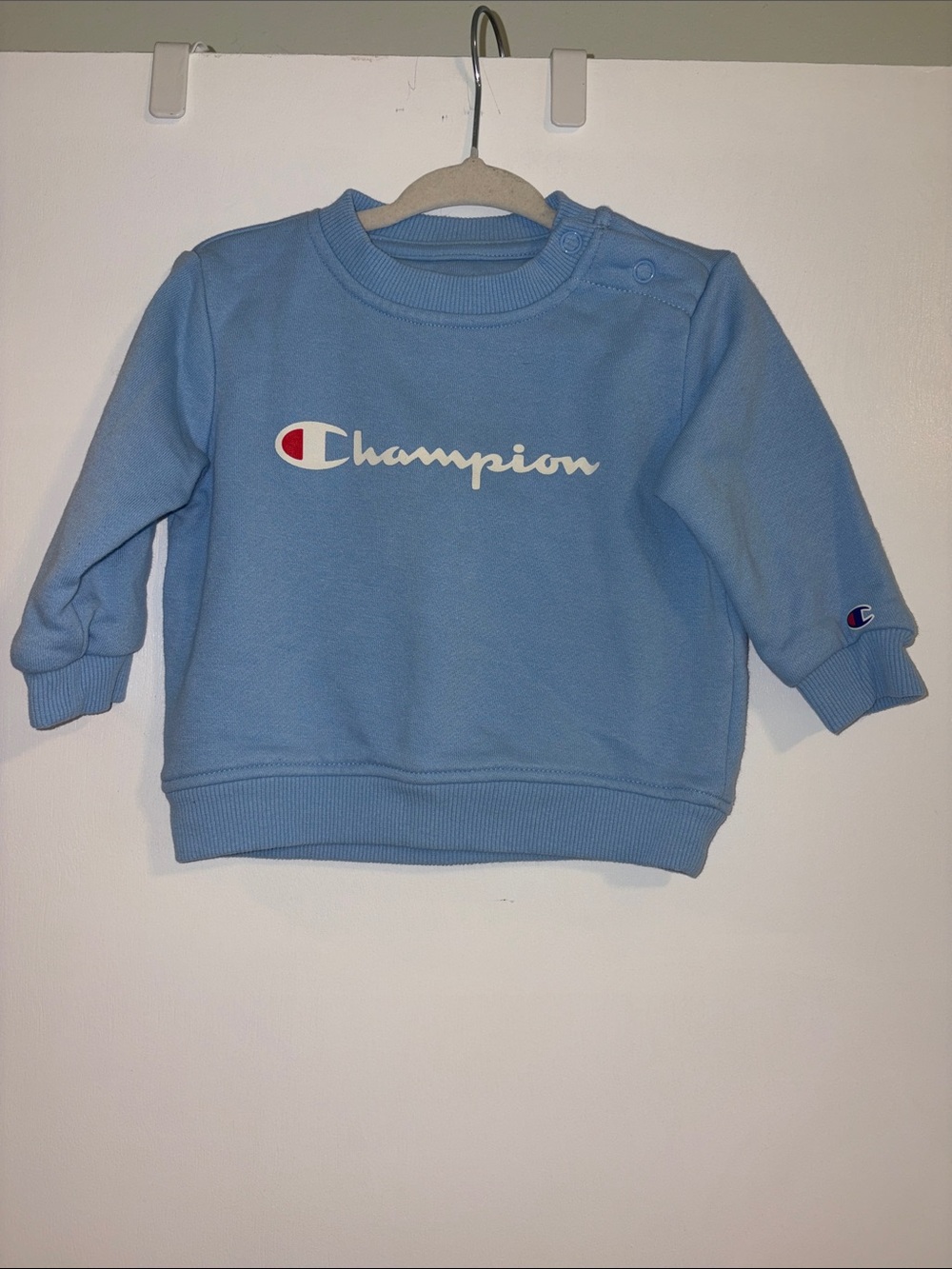 Champion Light Blue Baby Crew Sweatshirt with Logo